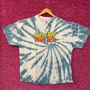 AC/DC Band Name Spell-Out Logo Heavy Metal Tie Dye XL